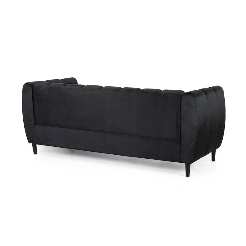 Canapé trois places en velours moderne — 30.00 (P) x 83.25 (L) x 30.25 (H)
