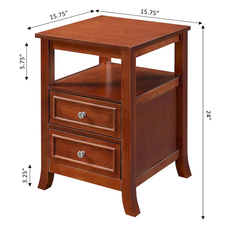 Table d'appoint à 2 tiroirs avec étagère