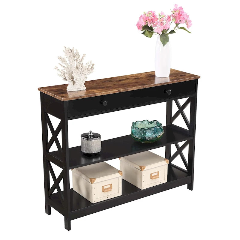 Table d'entrée de la série avec un tiroir et une étagère
