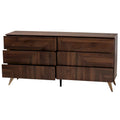 Graceland Mid-Century Modern Transitional Walnut Brown Finished Wood 6-Drawer Dresser