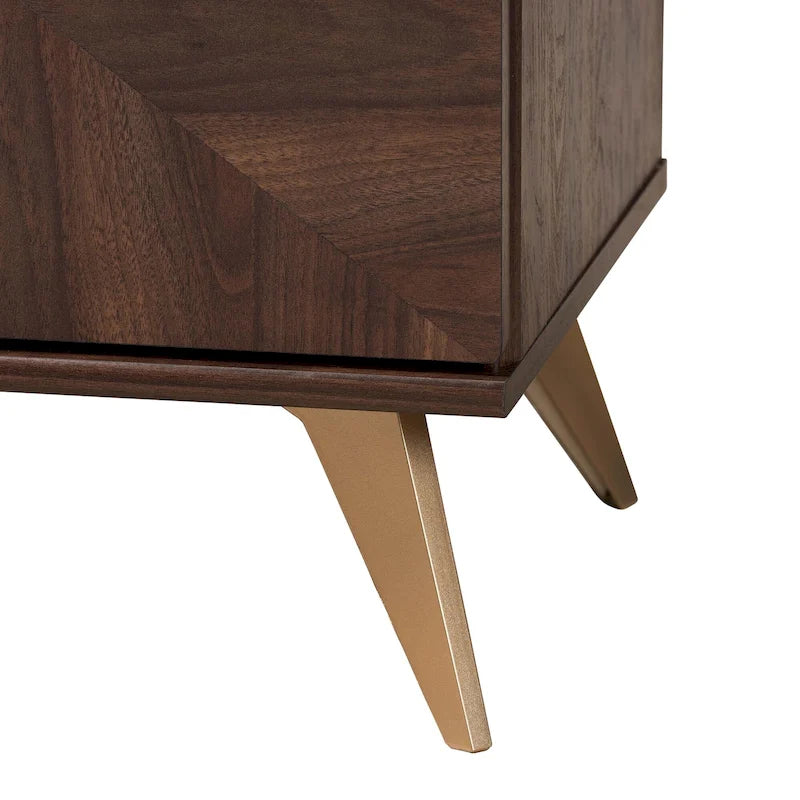 Commode Graceland en bois de noyer de style transitionnel et moderne du milieu du siècle, avec 6 tiroirs