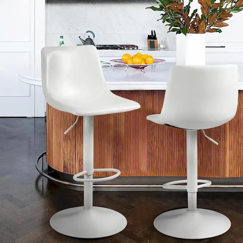 Tabourets de bar (lot de 2) — Réglables en hauteur, pivotants, tabourets de bar mi-hauts à hauts avec dossiers