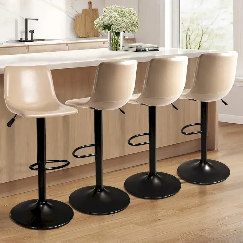 Tabourets de bar (lot de 2) — Réglables en hauteur, pivotants, tabourets de bar mi-hauts à hauts avec dossiers