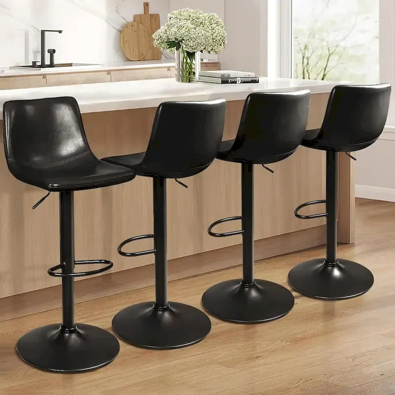 Tabourets de bar (lot de 2) — Réglables en hauteur, pivotants, tabourets de bar mi-hauts à hauts avec dossiers