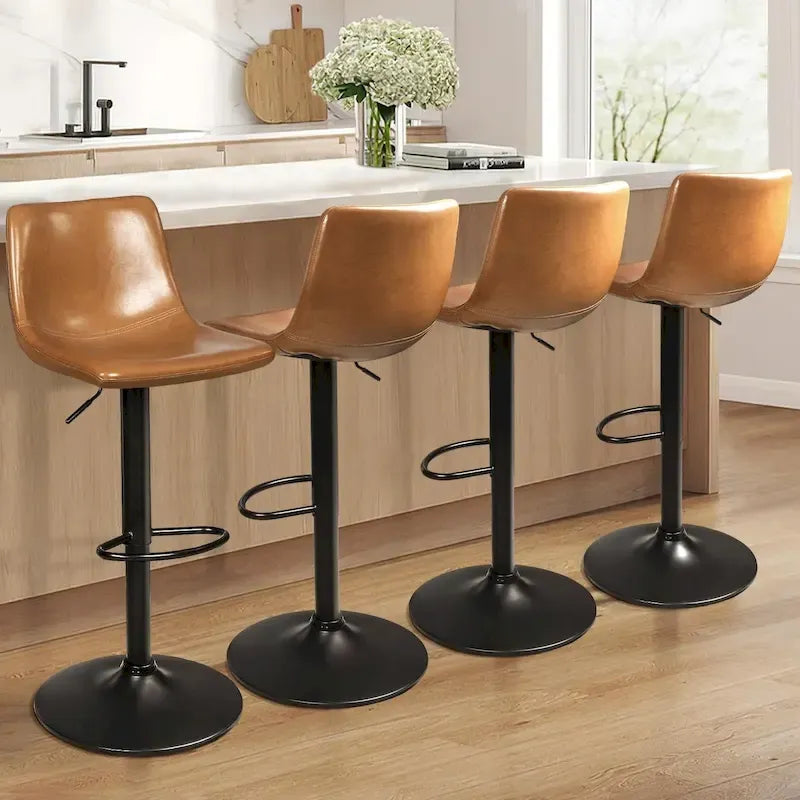 Tabourets de bar (lot de 2) — Réglables en hauteur, pivotants, tabourets de bar mi-hauts à hauts avec dossiers