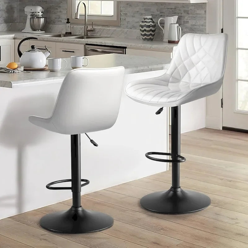 Tabourets de bar (lot de 2) — Réglables en hauteur, pivotants, tabourets de bar mi-hauts à hauts avec dossiers