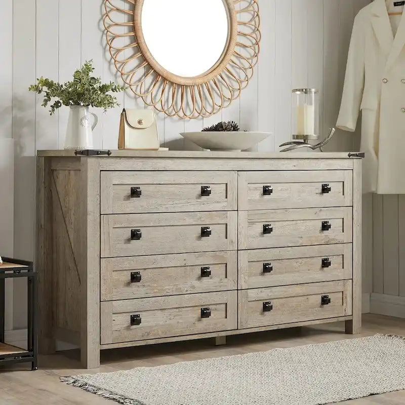 Commode en bois de ferme à 8 tiroirs, commode rustique