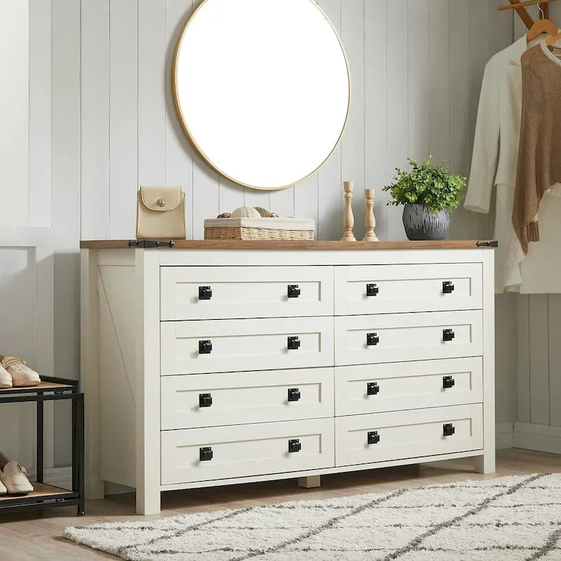 Commode en bois de ferme à 8 tiroirs, commode rustique