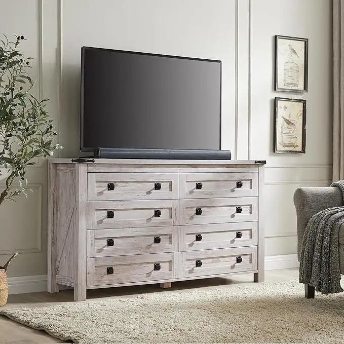 Commode en bois de ferme à 8 tiroirs, commode rustique