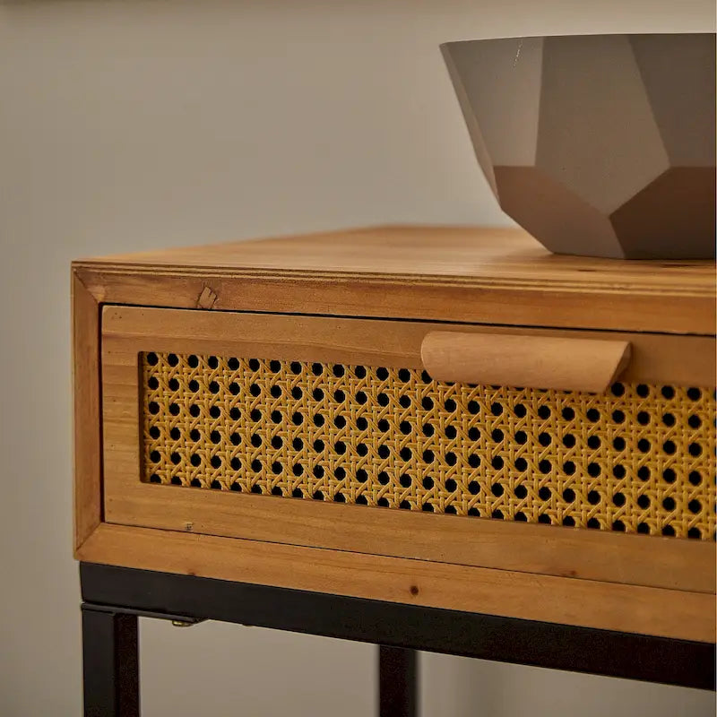 Table console de canapé de ferme moderne tissée 44 po