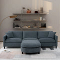Canapé 3 places en mousse — Comprend des coussins décoratifs et un pouf, convient au salon