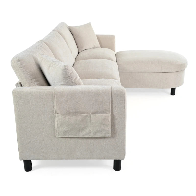 Canapé 3 places en mousse — Comprend des coussins décoratifs et un pouf, convient au salon