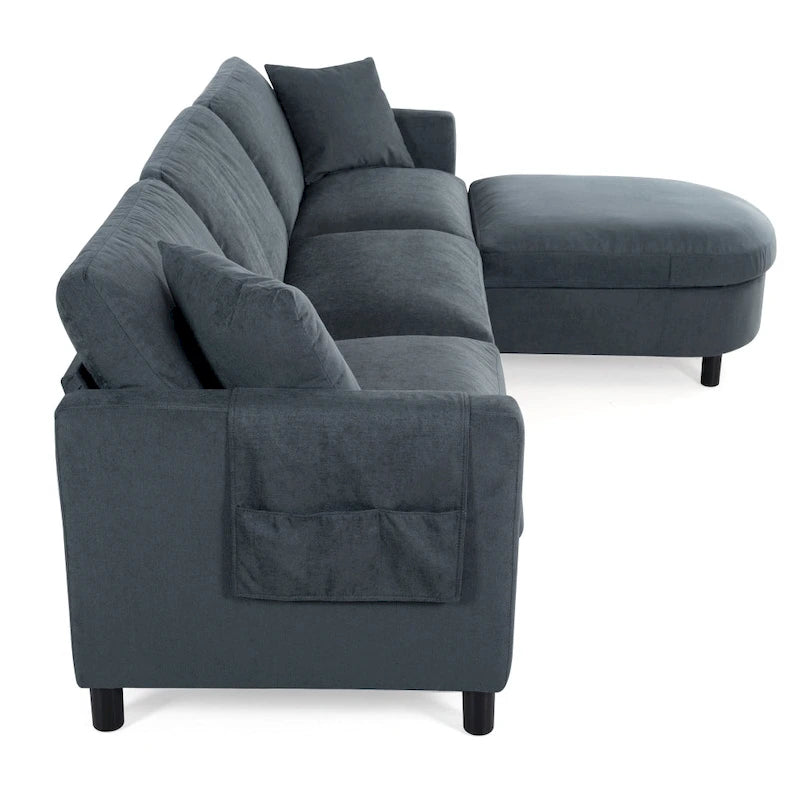 Canapé 3 places en mousse — Comprend des coussins décoratifs et un pouf, convient au salon