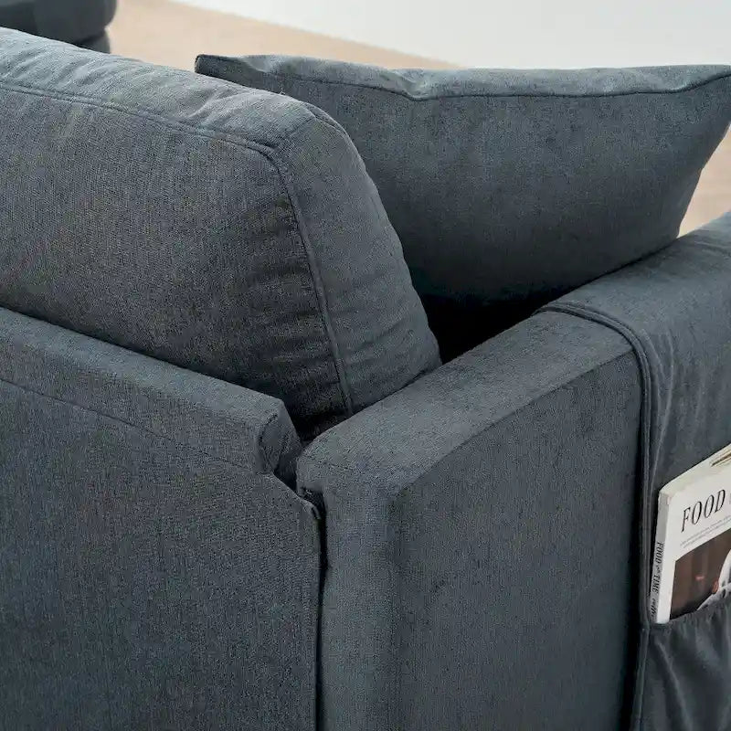Canapé 3 places en mousse — Comprend des coussins décoratifs et un pouf, convient au salon