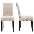 Chaises de salle à manger Parsons rembourrées en tissu avec garniture cloutée (lot de 2)