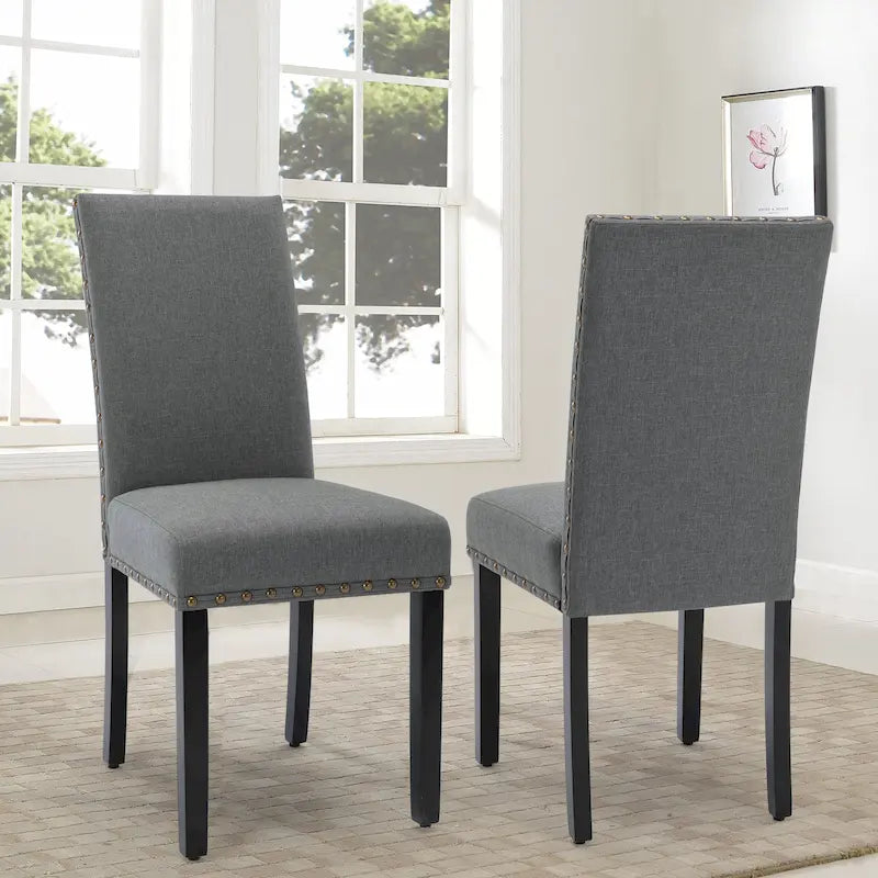 Chaises de salle à manger Parsons rembourrées en tissu avec garniture cloutée (lot de 2)