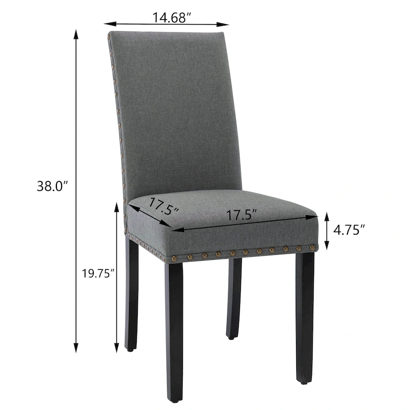 Chaises de salle à manger Parsons rembourrées en tissu avec garniture cloutée (lot de 2)