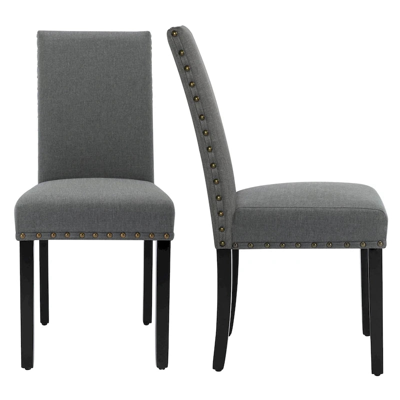 Chaises de salle à manger Parsons rembourrées en tissu avec garniture cloutée (lot de 2)