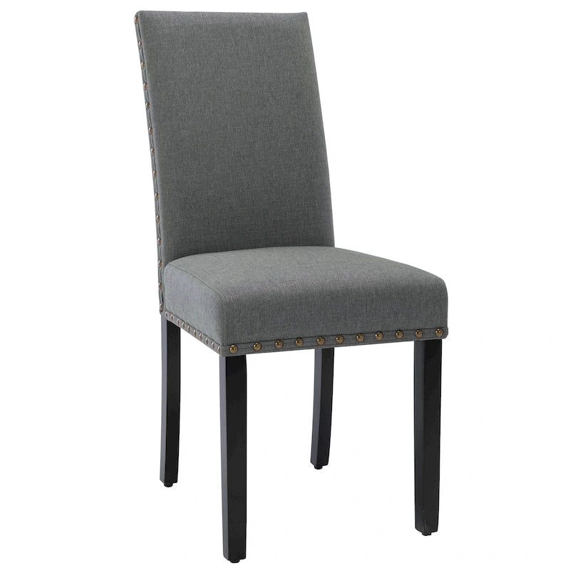 Chaises de salle à manger Parsons rembourrées en tissu avec garniture cloutée (lot de 2)