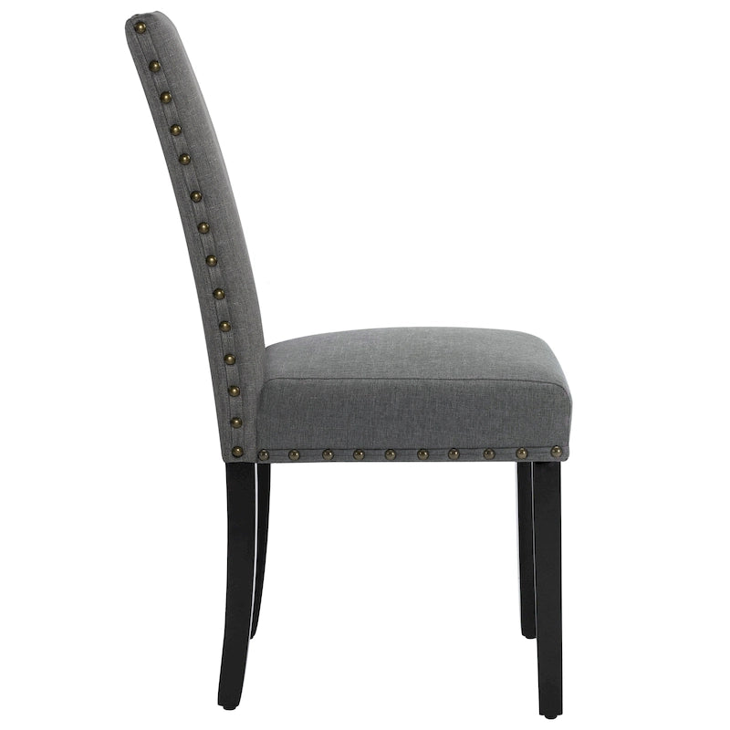 Chaises de salle à manger Parsons rembourrées en tissu avec garniture cloutée (lot de 2)