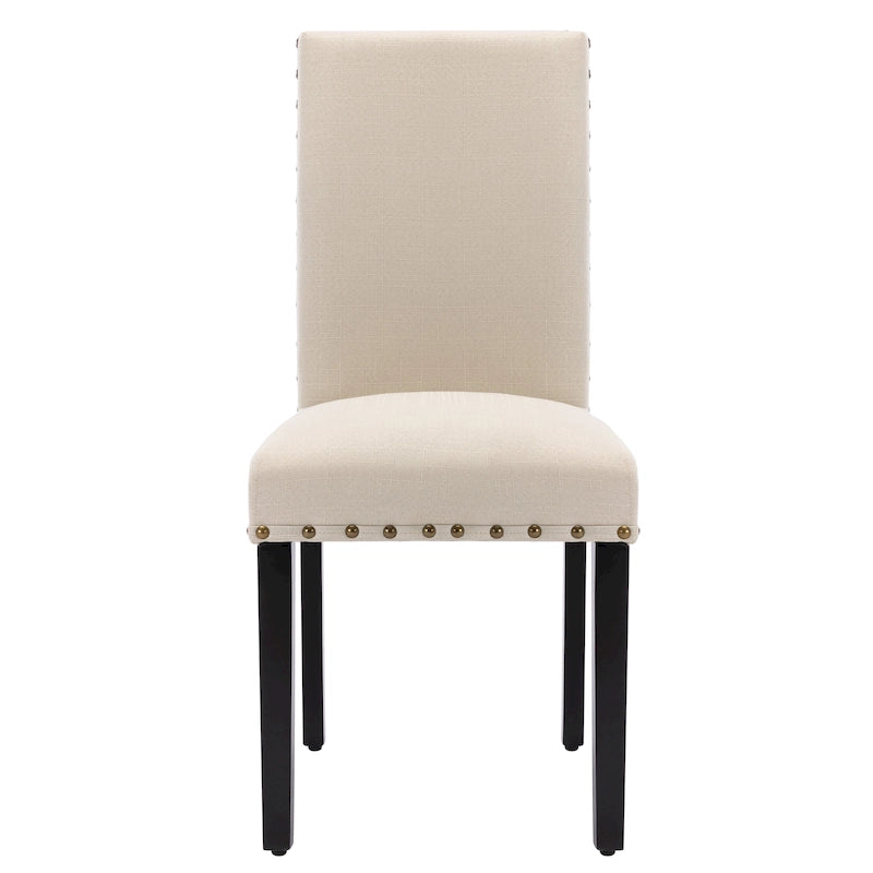 Chaises de salle à manger Parsons rembourrées en tissu avec garniture cloutée (lot de 2)