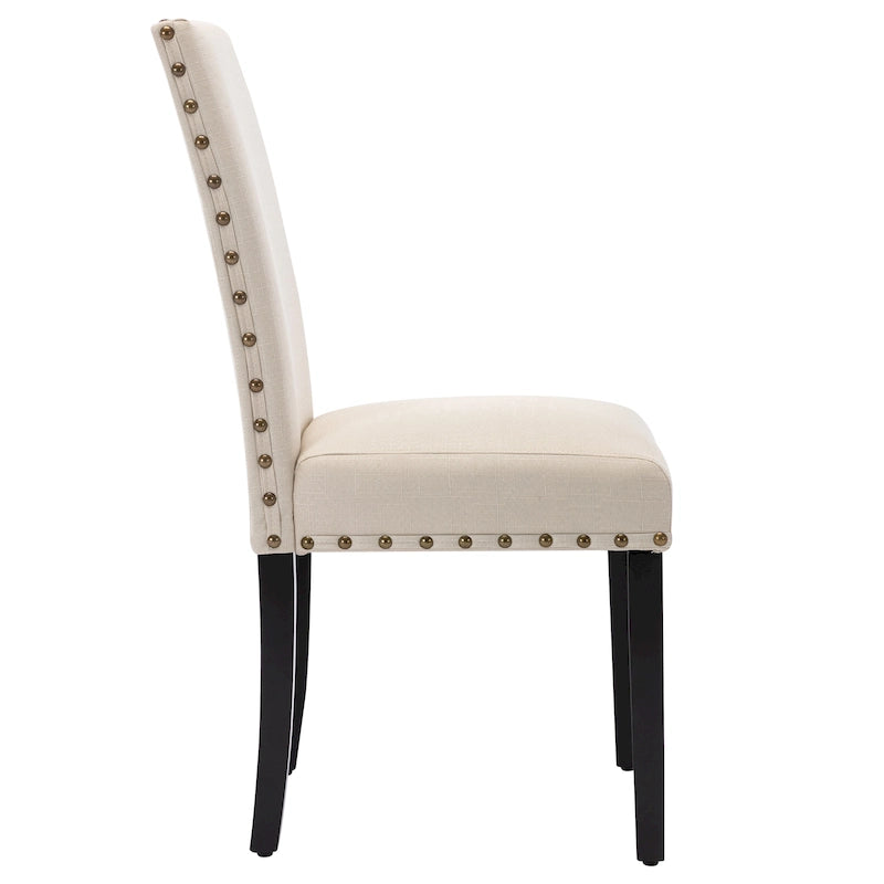 Chaises de salle à manger Parsons rembourrées en tissu avec garniture cloutée (lot de 2)