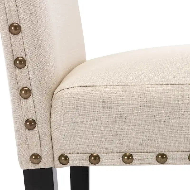 Chaises de salle à manger Parsons rembourrées en tissu avec garniture cloutée (lot de 2)