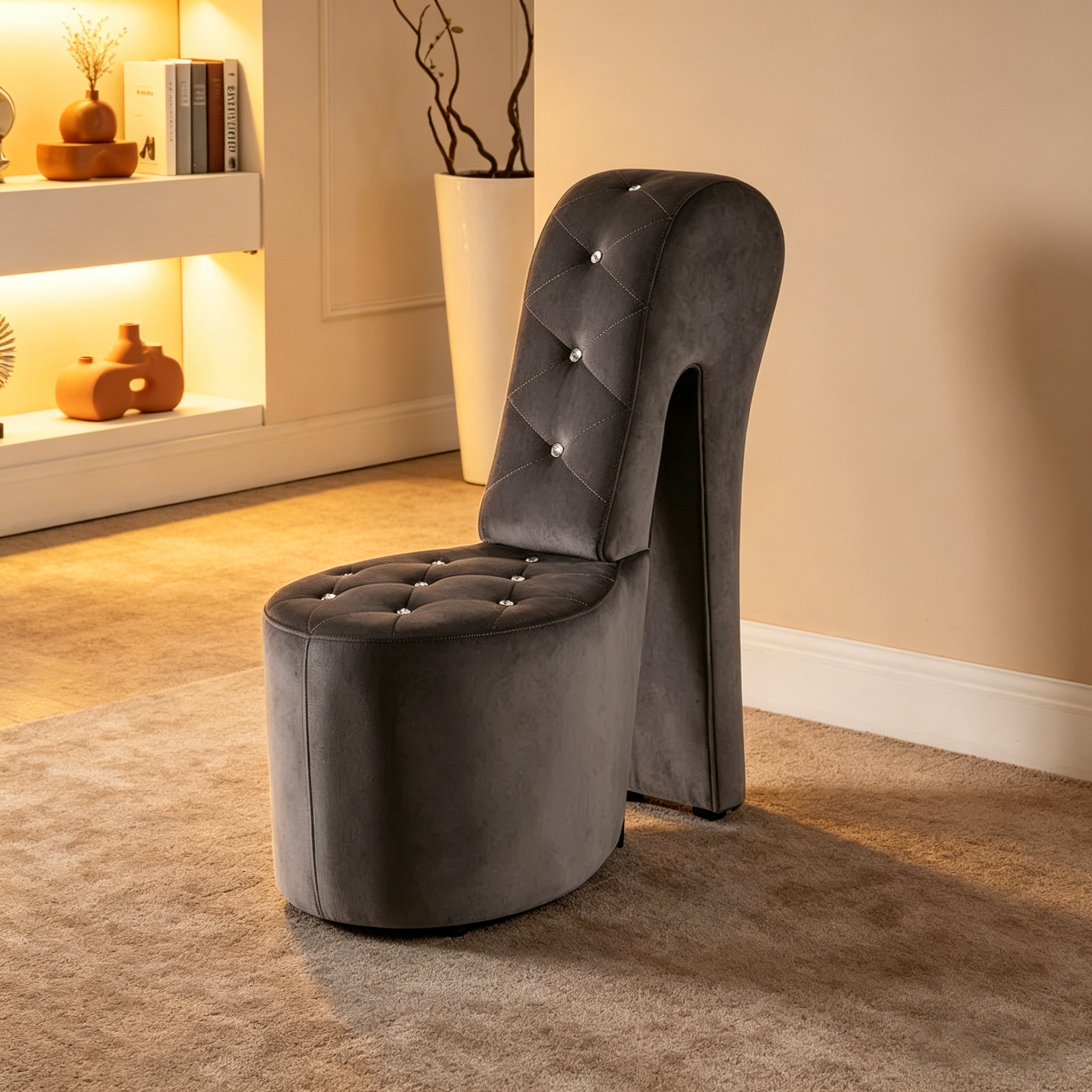 Chaise longue tapissée en forme de talon haut