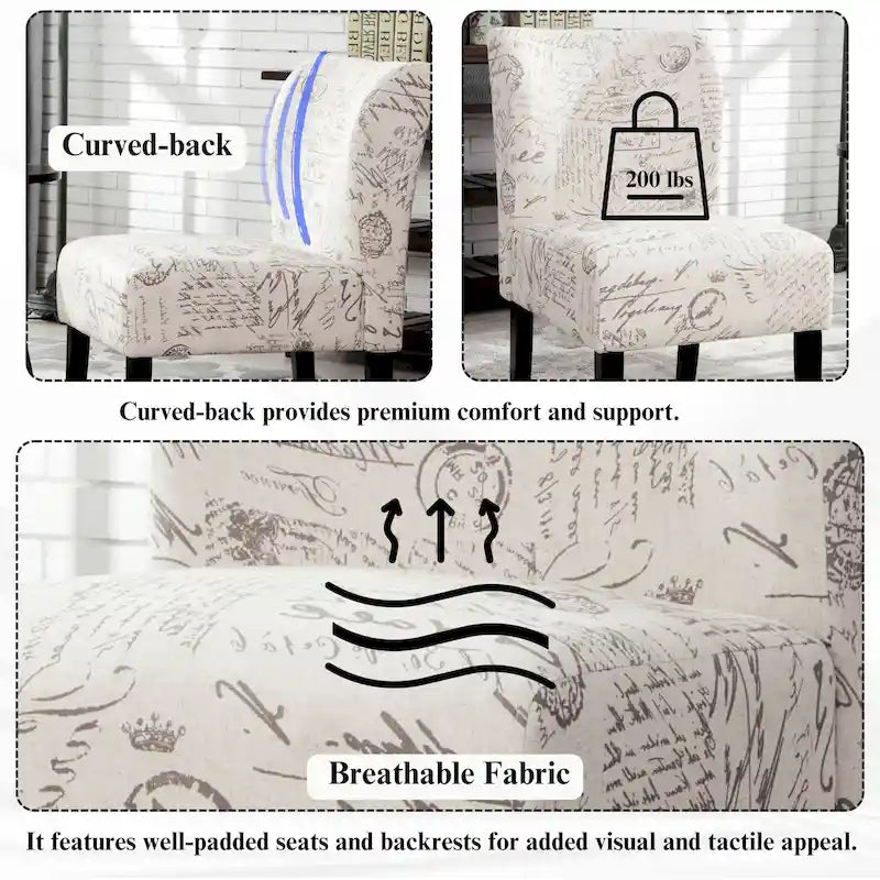 Série de chaises de loisir sans accoudoirs, tapissées en tissu doux