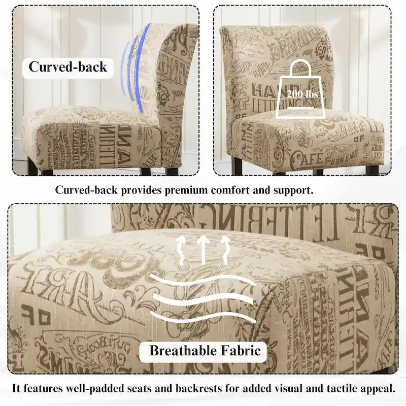 Série de chaises de loisir sans accoudoirs, tapissées en tissu doux