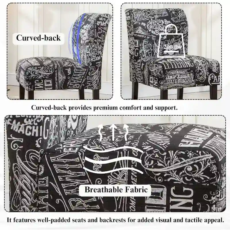 Série de chaises de loisir sans accoudoirs, tapissées en tissu doux