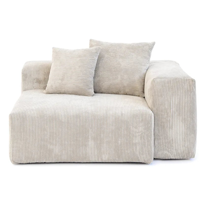 Canapé d'angle moderne en forme de L avec 5 oreillers et une méridienne, housses de coussin amovibles