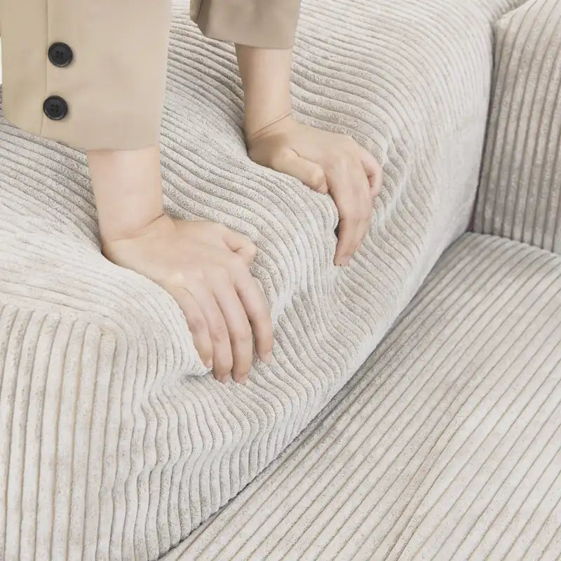 Canapé d'angle moderne en forme de L avec 5 oreillers et une méridienne, housses de coussin amovibles