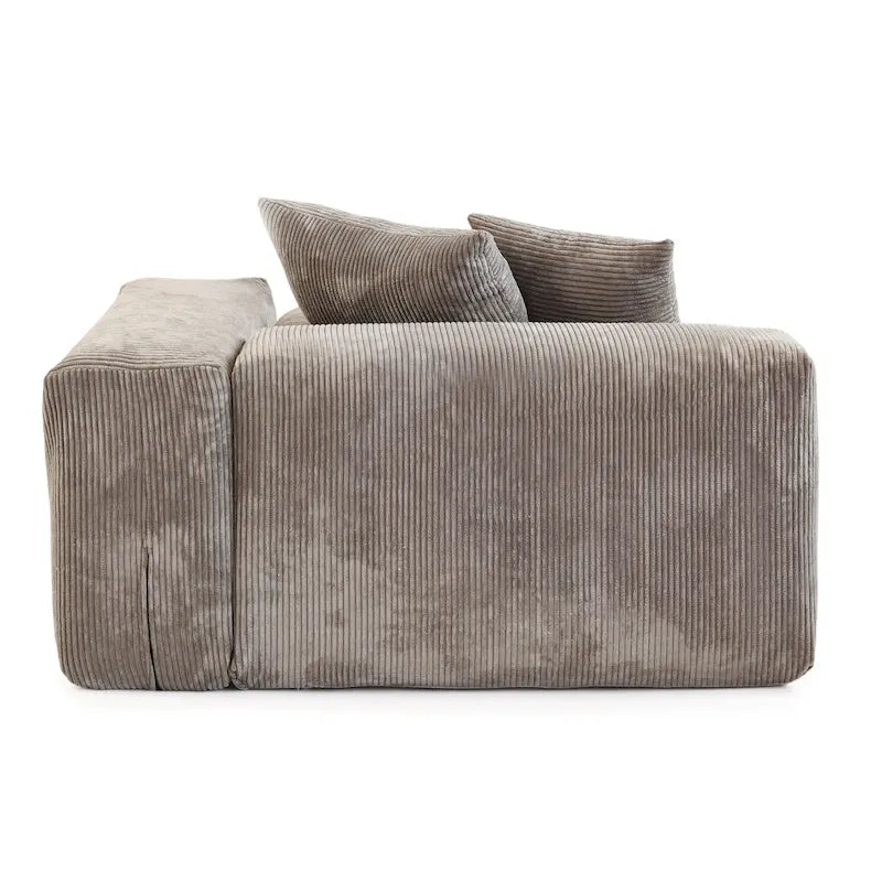 Canapé d'angle moderne en forme de L avec 5 oreillers et une méridienne, housses de coussin amovibles