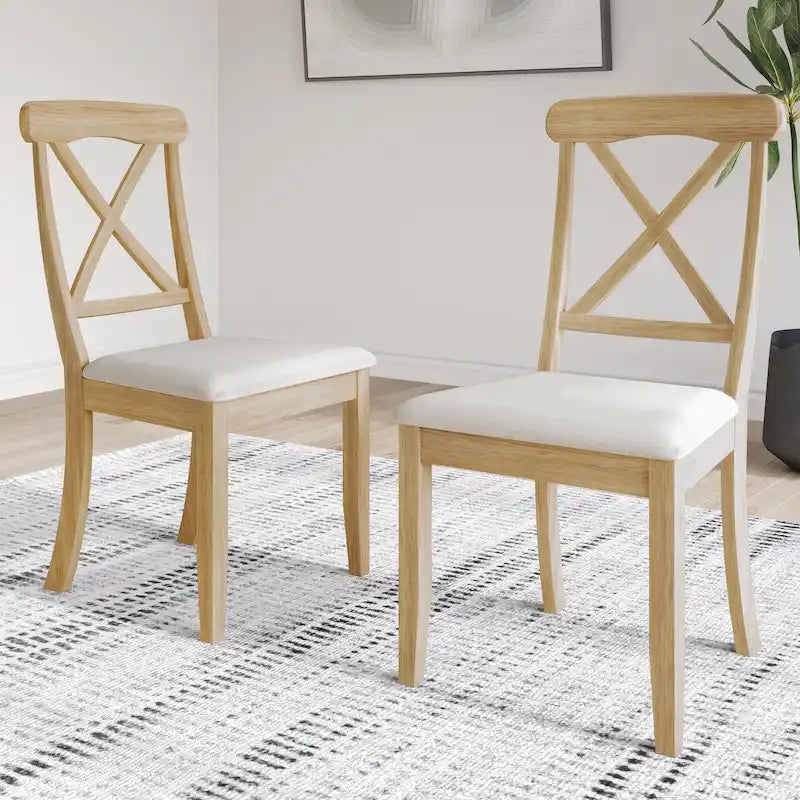 Chaises de salle à manger en bois style ferme (lot de 2) - N/A