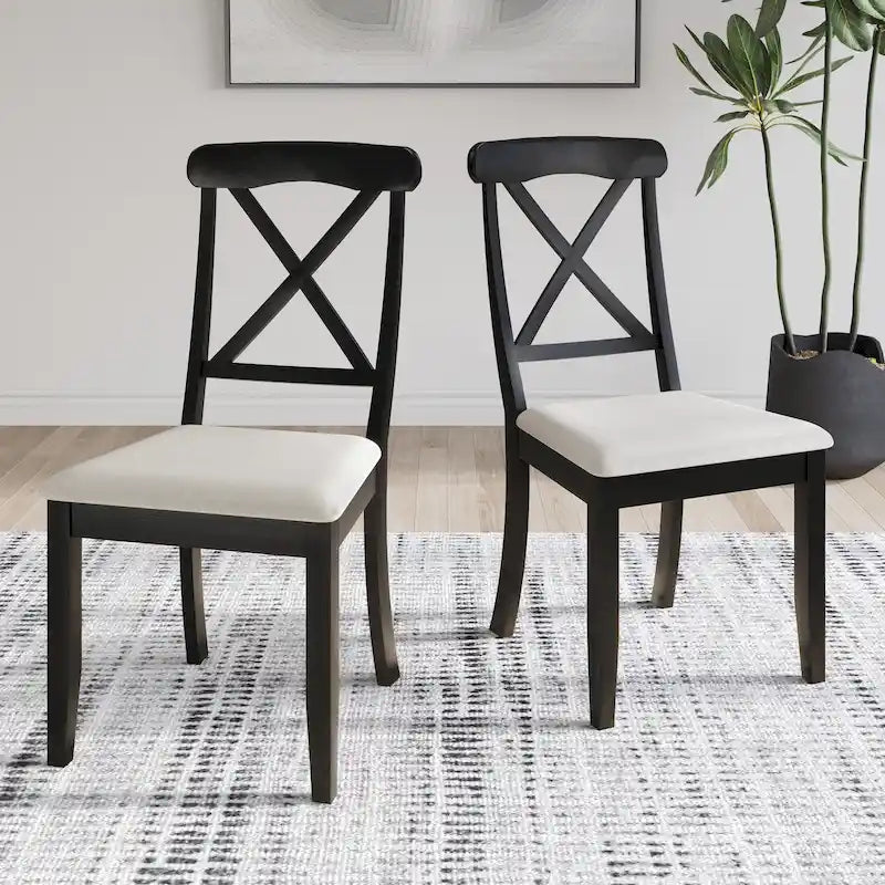 Chaises de salle à manger en bois style ferme (lot de 2) - N/A