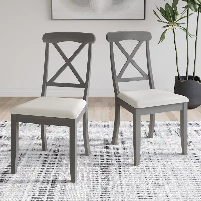 Chaises de salle à manger en bois style ferme (lot de 2) - N/A