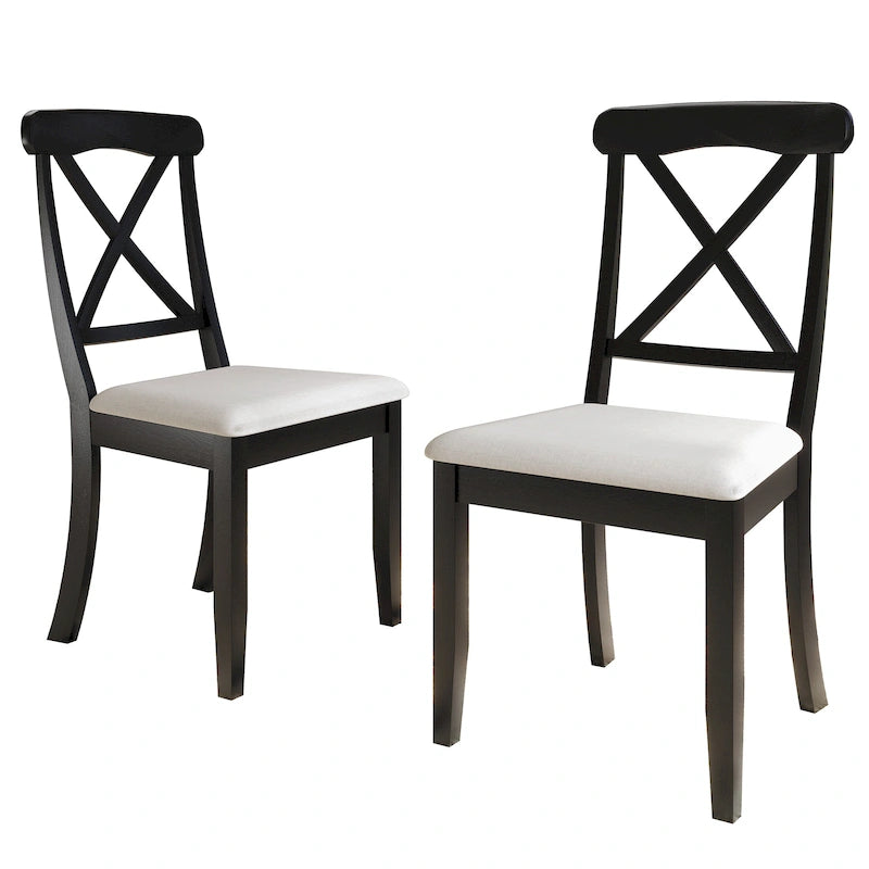 Chaises de salle à manger en bois style ferme (lot de 2) - N/A