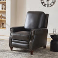 Série de fauteuils inclinables en cuir véritable de style moderne du milieu du siècle (avec garniture cloutée)