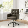 Chaise de bureau réglable en hauteur en cuir végétalien moderne Lorenz à 5 roulettes par HULALA HOME