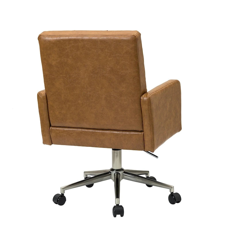 Chaise de bureau réglable en hauteur en cuir végétalien moderne Lorenz à 5 roulettes par HULALA HOME