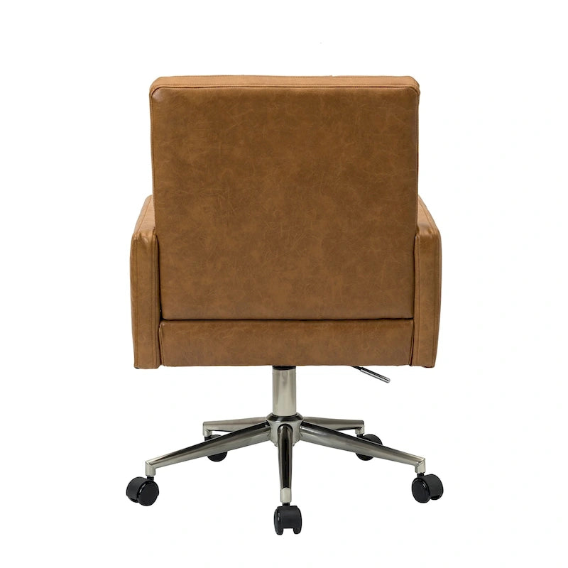 Chaise de bureau réglable en hauteur en cuir végétalien moderne Lorenz à 5 roulettes par HULALA HOME