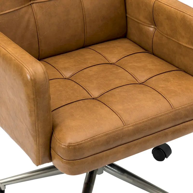 Chaise de bureau réglable en hauteur en cuir végétalien moderne Lorenz à 5 roulettes par HULALA HOME