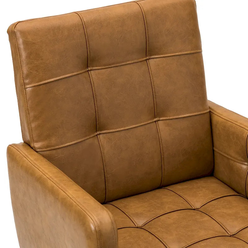 Chaise de bureau réglable en hauteur en cuir végétalien moderne Lorenz à 5 roulettes par HULALA HOME