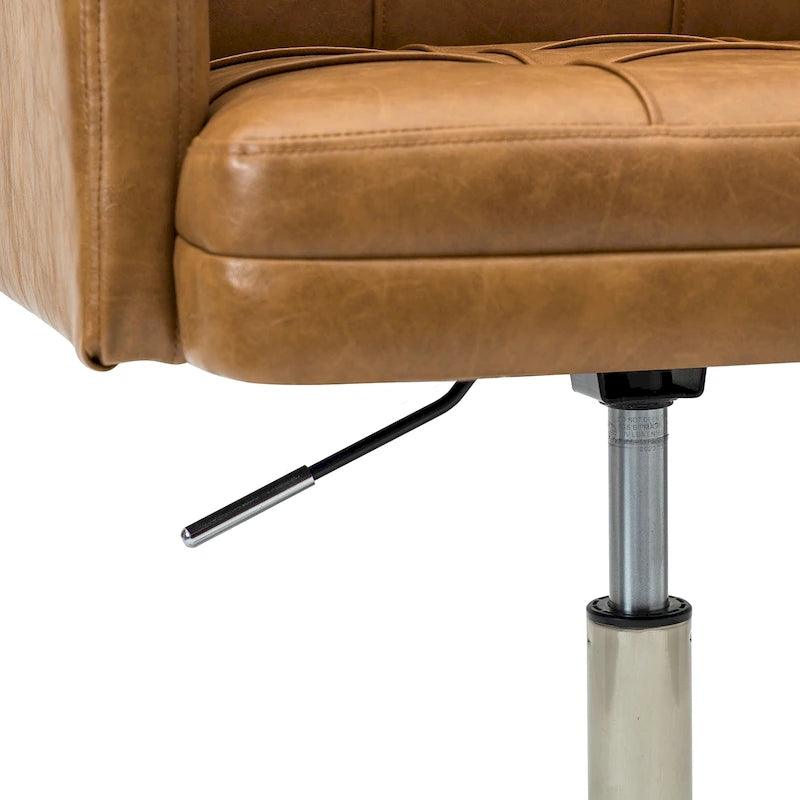 Chaise de bureau réglable en hauteur en cuir végétalien moderne Lorenz à 5 roulettes par HULALA HOME