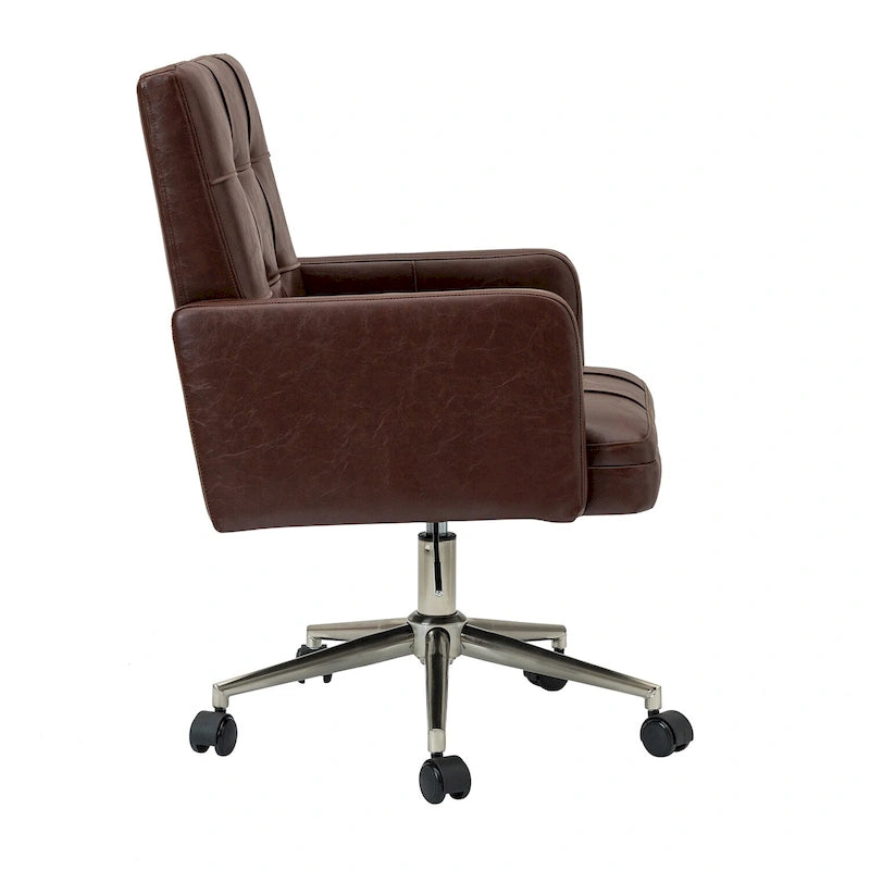 Chaise de bureau réglable en hauteur en cuir végétalien moderne Lorenz à 5 roulettes par HULALA HOME