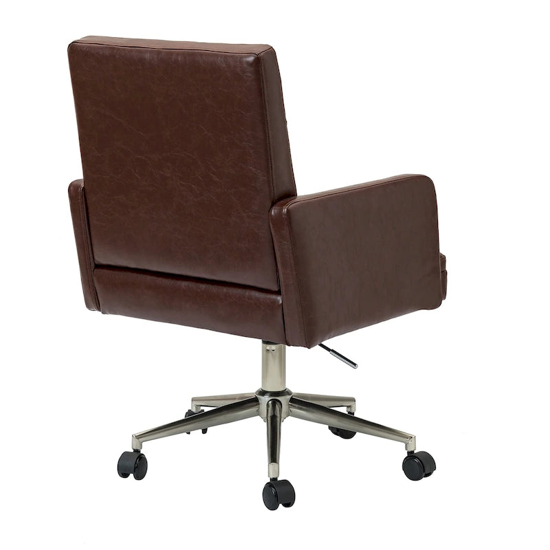 Chaise de bureau réglable en hauteur en cuir végétalien moderne Lorenz à 5 roulettes par HULALA HOME
