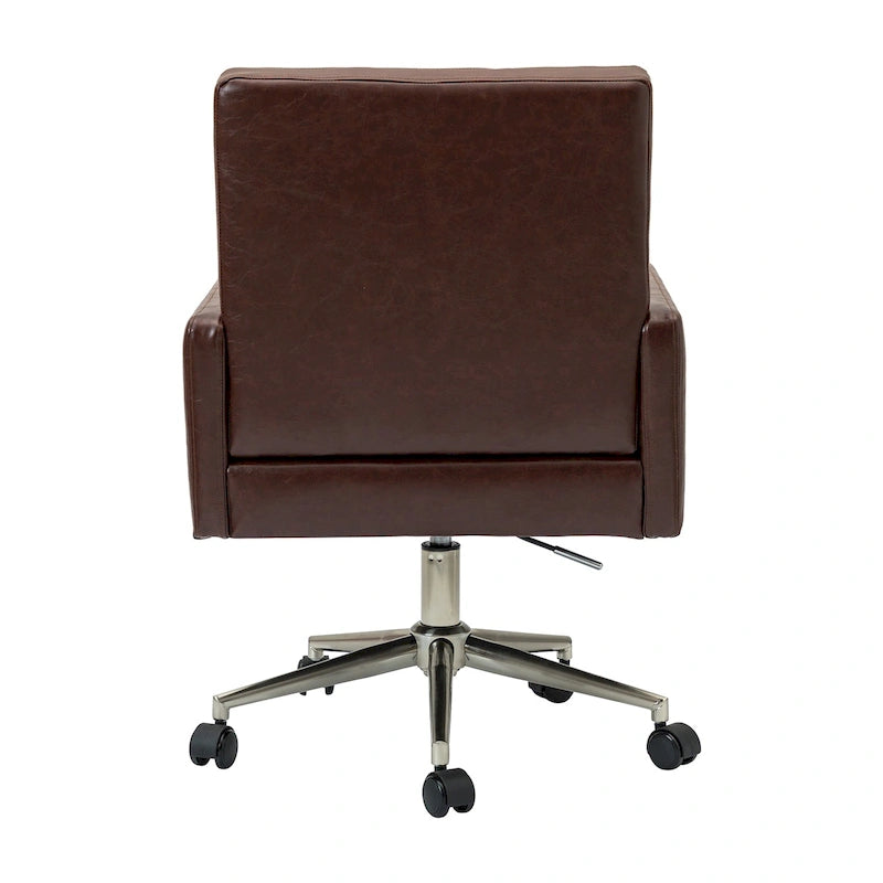 Chaise de bureau réglable en hauteur en cuir végétalien moderne Lorenz à 5 roulettes par HULALA HOME