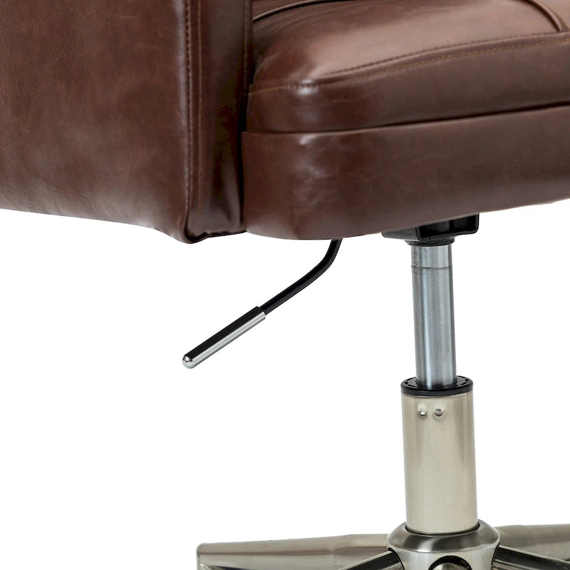 Chaise de bureau réglable en hauteur en cuir végétalien moderne Lorenz à 5 roulettes par HULALA HOME