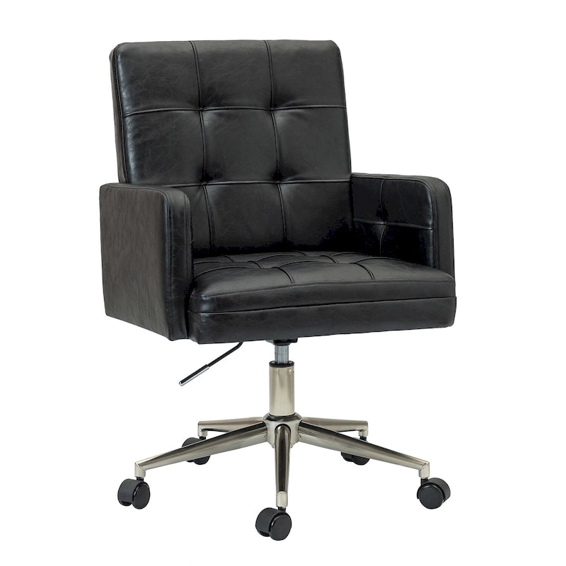 Chaise de bureau réglable en hauteur en cuir végétalien moderne Lorenz à 5 roulettes par HULALA HOME